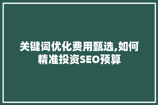 关键词优化费用甄选,如何精准投资SEO预算