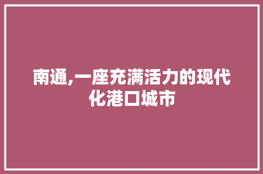 南通,一座充满活力的现代化港口城市