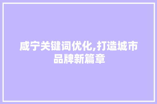 咸宁关键词优化,打造城市品牌新篇章