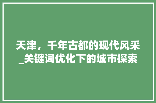 天津，千年古都的现代风采_关键词优化下的城市探索
