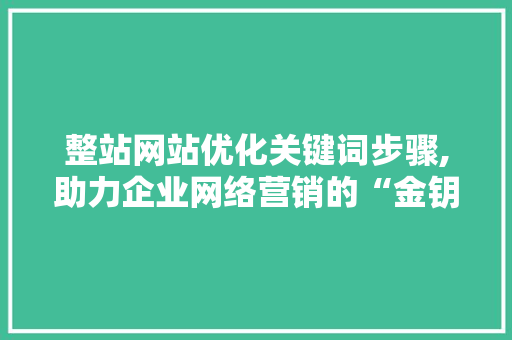 整站网站优化关键词步骤,助力企业网络营销的“金钥匙”