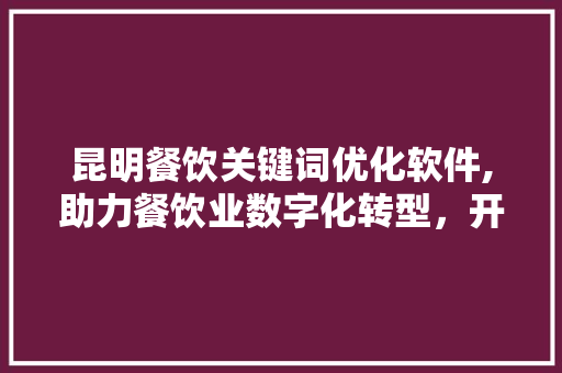 昆明餐饮关键词优化软件,助力餐饮业数字化转型，开启智慧经营新篇章