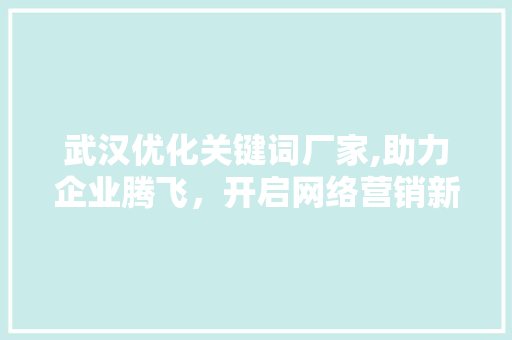 武汉优化关键词厂家,助力企业腾飞，开启网络营销新篇章
