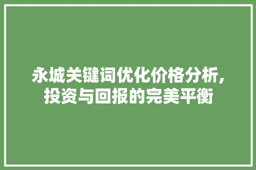 永城关键词优化价格分析,投资与回报的完美平衡