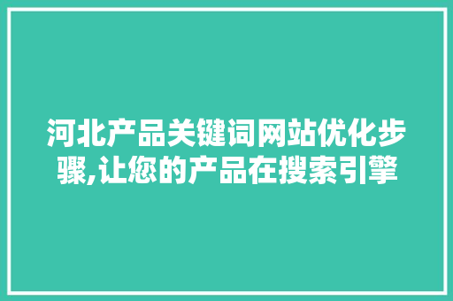河北产品关键词网站优化步骤,让您的产品在搜索引擎中脱颖而出