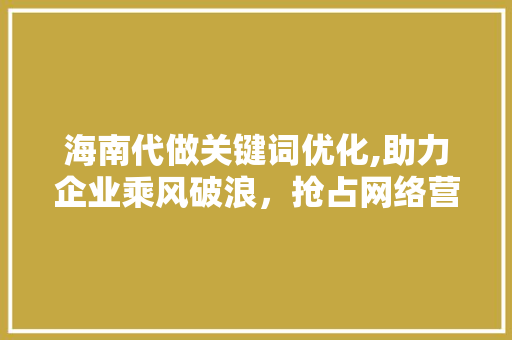 海南代做关键词优化,助力企业乘风破浪，抢占网络营销制高点