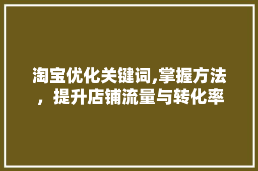 淘宝优化关键词,掌握方法，提升店铺流量与转化率