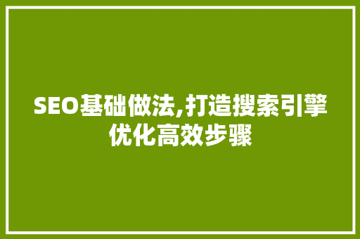 SEO基础做法,打造搜索引擎优化高效步骤