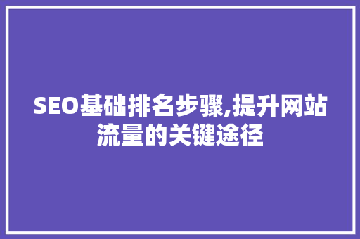 SEO基础排名步骤,提升网站流量的关键途径 SEO基础排名步骤,提升网站流量的关键途径 SEO教程