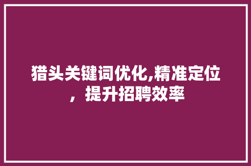 猎头关键词优化,精准定位，提升招聘效率