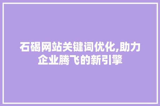 石碣网站关键词优化,助力企业腾飞的新引擎