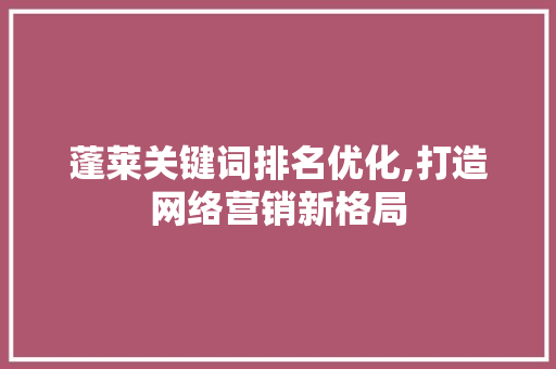 蓬莱关键词排名优化,打造网络营销新格局