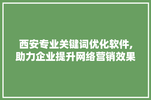 西安专业关键词优化软件,助力企业提升网络营销效果