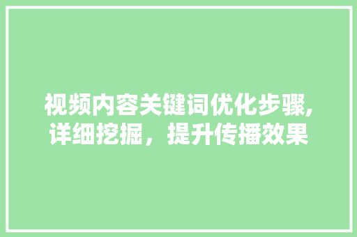 视频内容关键词优化步骤,详细挖掘，提升传播效果
