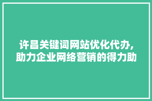 许昌关键词网站优化代办,助力企业网络营销的得力助手