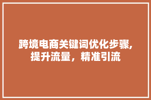 跨境电商关键词优化步骤,提升流量，精准引流