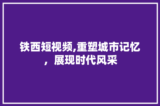铁西短视频,重塑城市记忆，展现时代风采