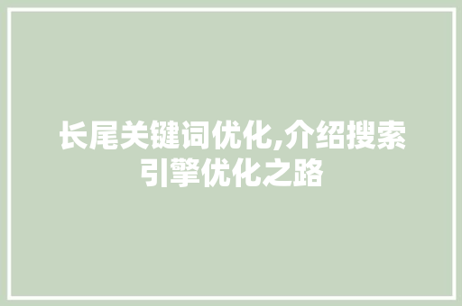 长尾关键词优化,介绍搜索引擎优化之路