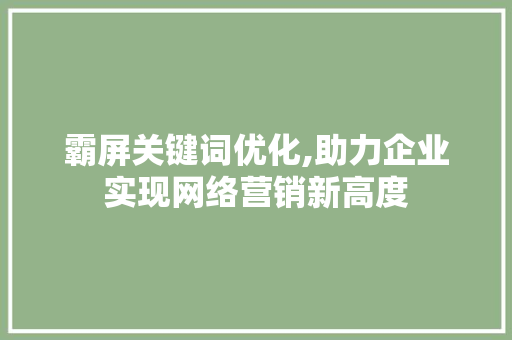 霸屏关键词优化,助力企业实现网络营销新高度