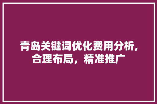 青岛关键词优化费用分析,合理布局，精准推广