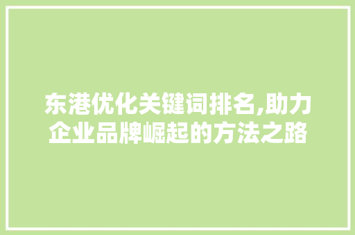 东港优化关键词排名,助力企业品牌崛起的方法之路