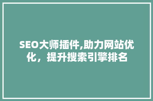 SEO大师插件,助力网站优化，提升搜索引擎排名