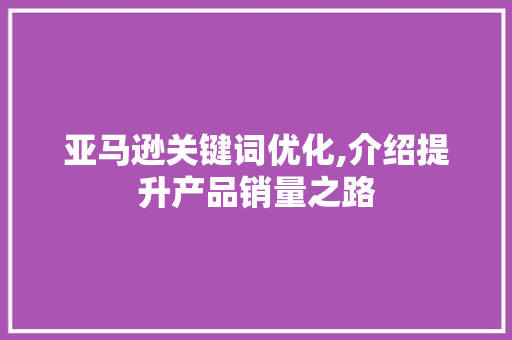 亚马逊关键词优化,介绍提升产品销量之路