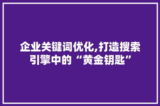 企业关键词优化,打造搜索引擎中的“黄金钥匙”