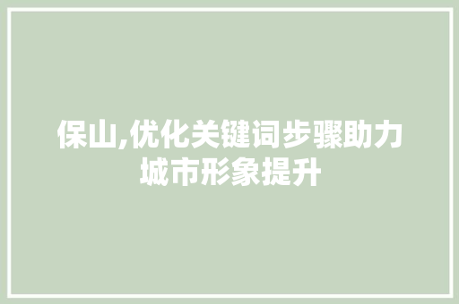 保山,优化关键词步骤助力城市形象提升