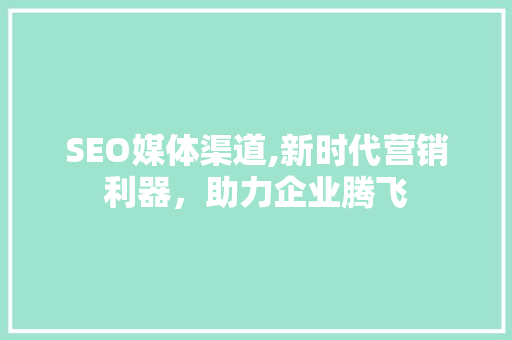 SEO媒体渠道,新时代营销利器，助力企业腾飞