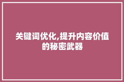 关键词优化,提升内容价值的秘密武器