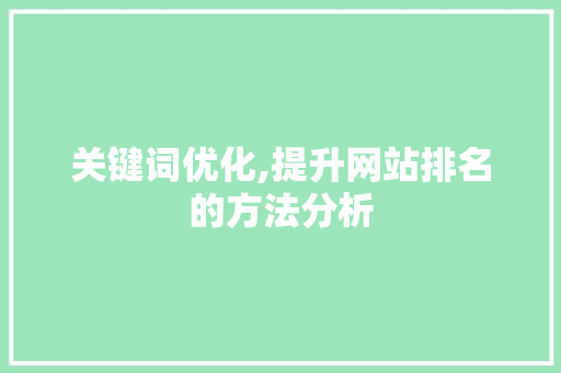 关键词优化,提升网站排名的方法分析