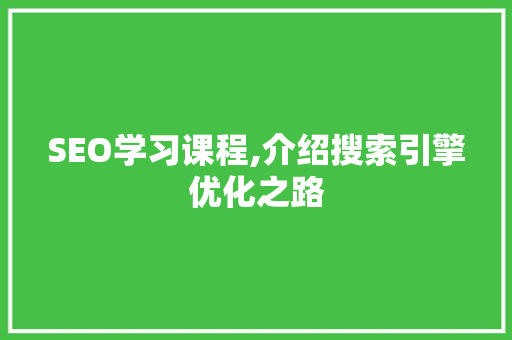 SEO学习课程,介绍搜索引擎优化之路