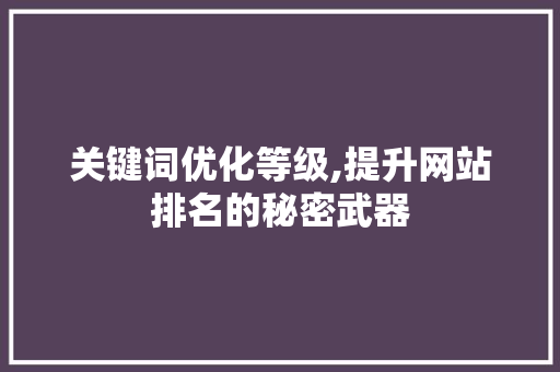 关键词优化等级,提升网站排名的秘密武器