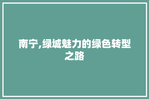 南宁,绿城魅力的绿色转型之路