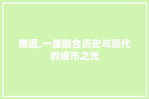 南通,一座融合历史与现代的城市之光