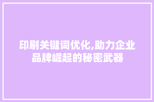 印刷关键词优化,助力企业品牌崛起的秘密武器