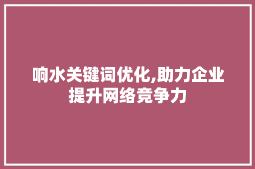 响水关键词优化,助力企业提升网络竞争力