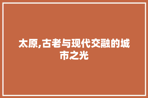 太原,古老与现代交融的城市之光