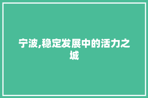 宁波,稳定发展中的活力之城