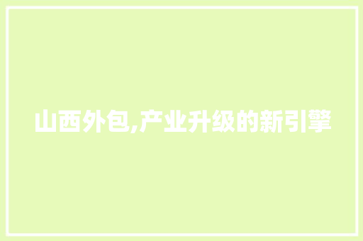 山西外包,产业升级的新引擎