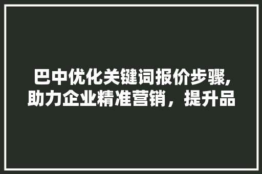 巴中优化关键词报价步骤,助力企业精准营销，提升品牌影响力