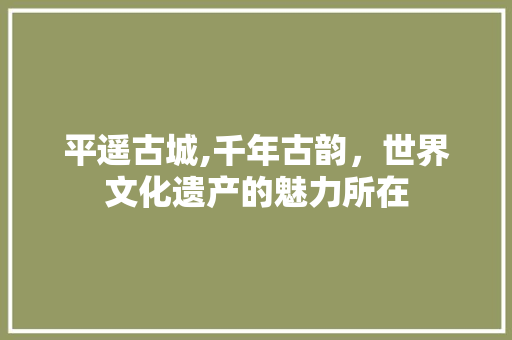 平遥古城,千年古韵，世界文化遗产的魅力所在