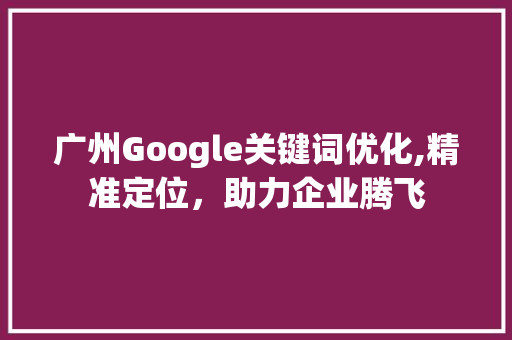 广州Google关键词优化,精准定位，助力企业腾飞