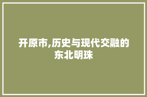 开原市,历史与现代交融的东北明珠