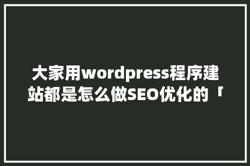 大家用wordpress程序建站都是怎么做SEO优化的「WordPress建站教程:10步快速搭建个人网站」