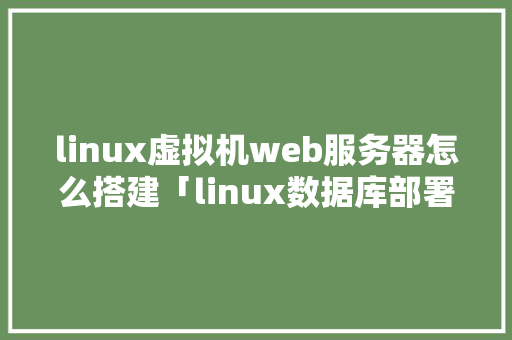 linux虚拟机web服务器怎么搭建「linux数据库部署」