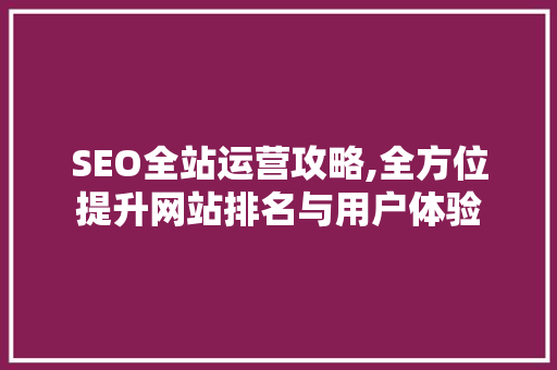 SEO全站运营攻略,全方位提升网站排名与用户体验 SEO全站运营攻略,全方位提升网站排名与用户体验 Web前端