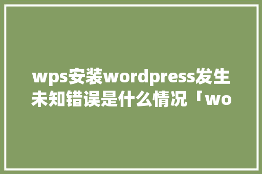 wps安装wordpress发生未知错误是什么情况「wordpress 空间」