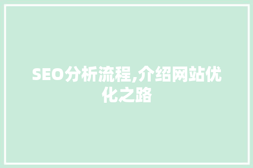 SEO分析流程,介绍网站优化之路 SEO分析流程,介绍网站优化之路 WordPress教程